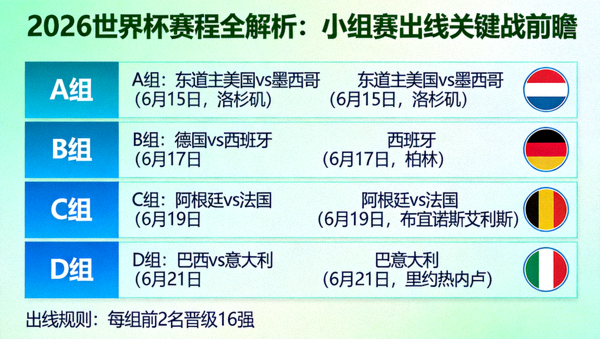 2026世界杯赛程全解析：小组赛出线关键战前瞻 配图
