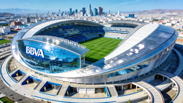 蒙特雷BBVA体育场现代设计，2026世界杯墨西哥场馆，位于圣佩德罗加尔萨加西亚