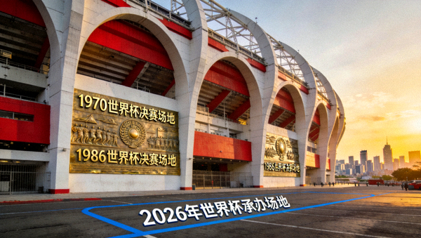 墨西哥城阿兹特克体育场历史外观，曾举办两次世界杯决赛，2026年再次承办