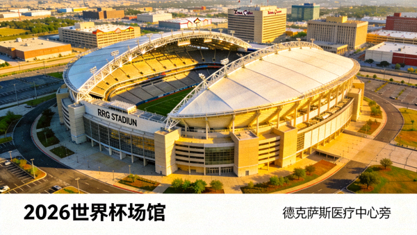 休斯顿NRG体育场可开合屋顶，2026世界杯场馆，位于德克萨斯医疗中心旁