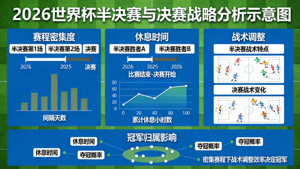 2026世界杯半决赛与决赛战略分析：赛程密集度、休息时间与战术调整对冠军归属的影响示意图