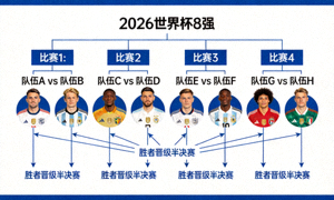 2026世界杯8强对阵树状图：4场比赛，胜者晋级半决赛