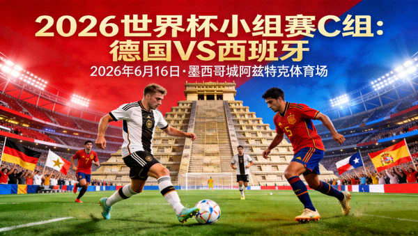 2026世界杯小组赛C组：德国对阵西班牙，比赛日期2026年6月16日，场地为墨西哥城阿兹特克体育场