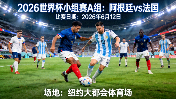 2026世界杯小组赛A组：阿根廷对阵法国，比赛日期2026年6月12日，场地为纽约大都会体育场